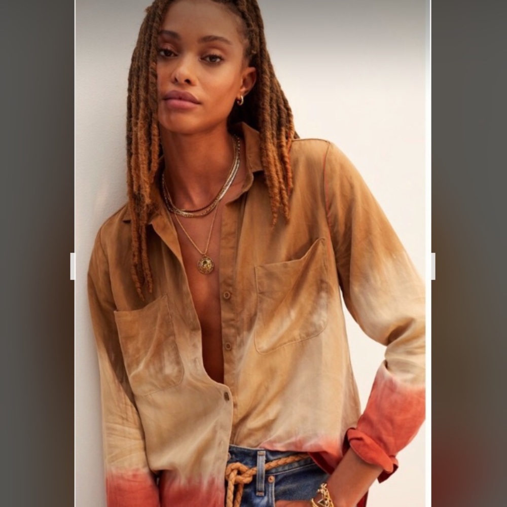 Anthropologie Cloth & Stone Ombre Tie-Dye Buttondown